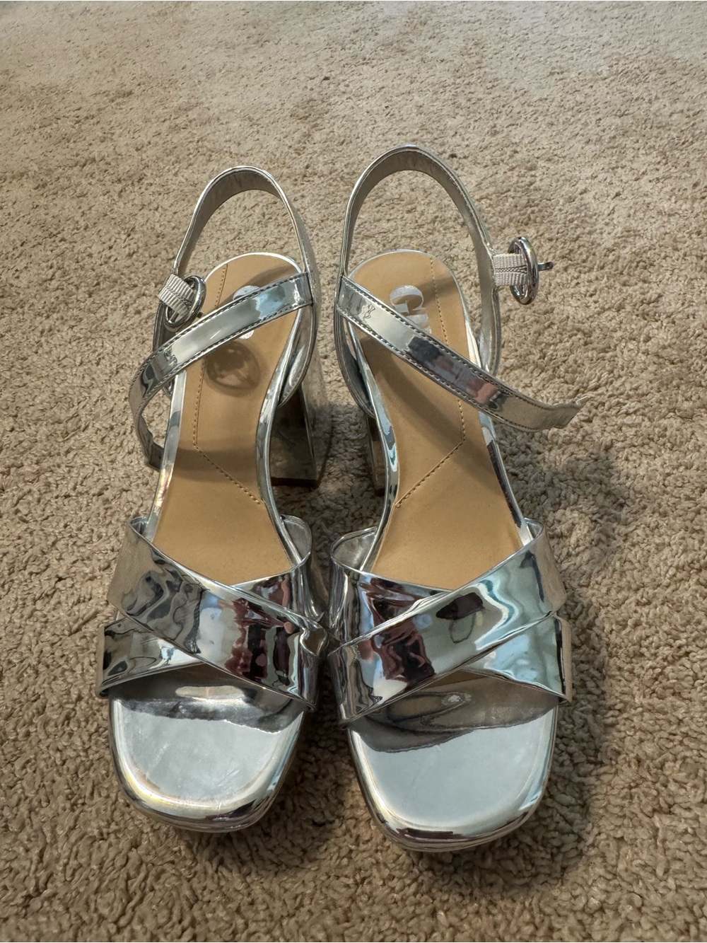 Gianni Bini Silver Block Heels